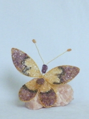 Schmetterling (± 8 cm) mit Amethyst, Onyx und Bergkristall